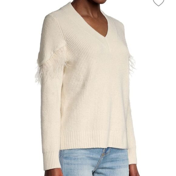 Design History V-neck fringe-trimmed ribbed sweater - Picture 3 of 6